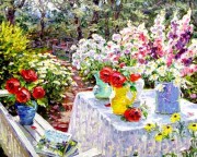 大芬村纯手绘油画 花园景油画 270