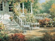 大芬村纯手绘油画 花园景油画 387