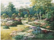大芬村纯手绘油画 花园景油画 389