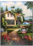 大芬村纯手绘油画 花园景油画 393