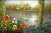 大芬村纯手绘油画 花园景油画 409