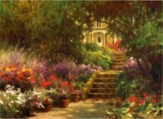 大芬村纯手绘油画 花园景油画 520