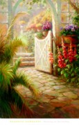 大芬村纯手绘油画 花园景油画 496