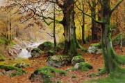 河边的树林风景油画 大芬村油画0165