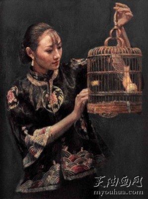 莺语  陈逸飞油画作品   大芬村临摹油画43