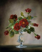 红玫瑰油画 写实花卉油画 餐厅玄关酒店配画32