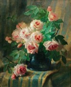 粉玫瑰油画 印象花卉油画 餐厅装饰油画28