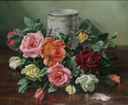 玫瑰之约 古典花卉油画 酒店客厅装饰画03