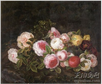 玫瑰花油画 印象花卉油画 餐厅走道油画24