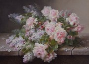 桌上的鲜花油画  印象花卉油画 客厅餐厅油画 24