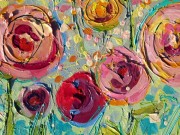 厚油抽象花朵油画 装饰花卉油画 酒店家装油画