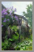 俄罗斯画家克拉夫琴科作品 印象花园景油画