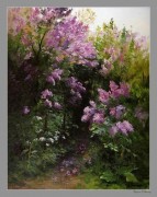 俄罗斯画家克拉夫琴科作品 印象花园景油画