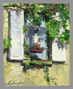 俄罗斯画家克拉夫琴科作品  印象花园景油画7