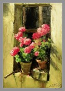 俄罗斯画家克拉夫琴科作品  印象花园景油画8
