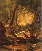 古典风景油画 林中的鹿  欧美风格油画 酒店客厅油画021