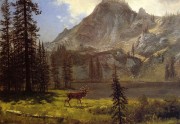 湖边的鹿 古典风景油画 大芬村油画143