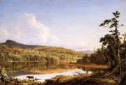湖中的牛 古典风景油画 大芬村油画141