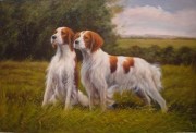两只小狗油画 写实动物油画 大芬村油画 035