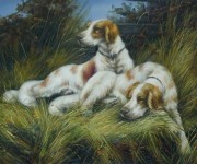 两只小狗油画 写实动物油画 大芬村油画 038