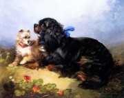 两只小狗油画 写实动物油画 大芬村油画 024