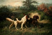 两只小狗油画 写实动物油画 大芬村油画 036