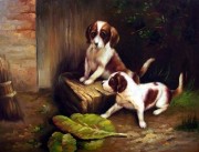 两只小狗油画 写实动物油画 大芬村油画 032