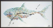 创意抽象油画 现代抽象 鲨鱼