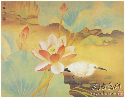 周中耀工笔花鸟油画 大芬村油画  酒店家装油画267