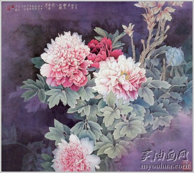 周中耀工笔花鸟油画 大芬村油画  酒店家装油画233