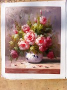 印象花卉油画 漂亮的瓶中花油画  大芬村油画121