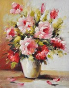 印象花卉油画 漂亮的瓶中花油画  大芬村油画130