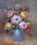 印象花卉油画 漂亮的瓶中花油画  大芬村油画154