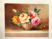 印象花卉油画 漂亮的瓶中花油画  大芬村油画132