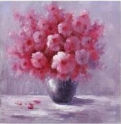印象花卉油画 漂亮的瓶中花油画  大芬村油画163