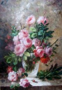 印象花卉油画 漂亮的瓶中花油画  大芬村油画128