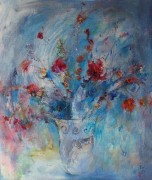 印象花卉油画 漂亮的瓶中花油画  大芬村油画166