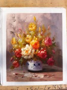 印象花卉油画 漂亮的瓶中花油画  大芬村油画122