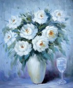 印象花卉油画 漂亮的瓶中花油画  大芬村油画139