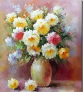 印象花卉油画 漂亮的瓶中花油画  大芬村油画109