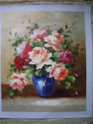 印象花卉油画 漂亮的瓶中花油画  大芬村油画116