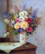 印象花卉油画 漂亮的瓶中花油画  大芬村油画151