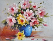 印象花卉油画 漂亮的瓶中花油画  大芬村油画134