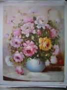 印象花卉油画 漂亮的瓶中花油画  大芬村油画100