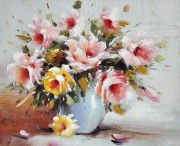 印象花卉油画 漂亮的瓶中花油画  大芬村油画133