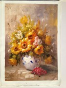 印象花卉油画 漂亮的瓶中花油画  大芬村油画123