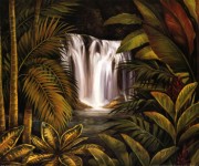热带雨林植物油画 东南亚风格油画 酒店家装油画056