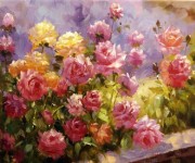 印象玫瑰花油画 大芬村纯手绘油画 客厅餐厅卧室油画