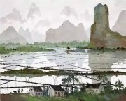 中国写意山水油画 大芬村油画0154