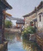 老街记忆 中国风景油画 0330